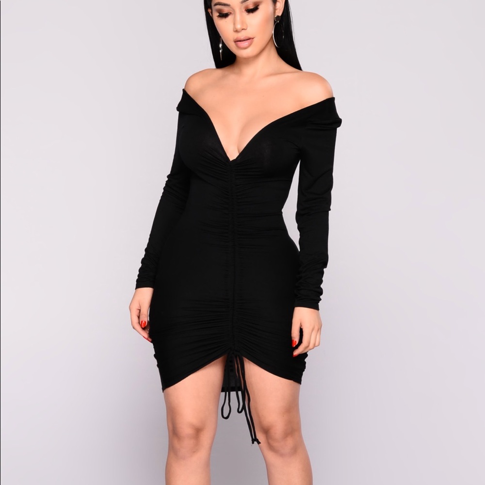 Black ruched dress